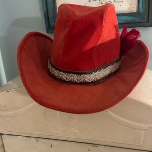 Vintage 1970’s AJD Red Suede L Cowboy Hat in good condition for age